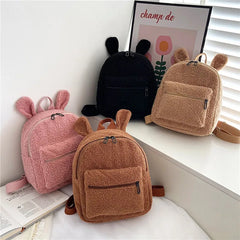Fuzzy Rabbit Backpack Fluffy Plush Bunny Ears School Bag
