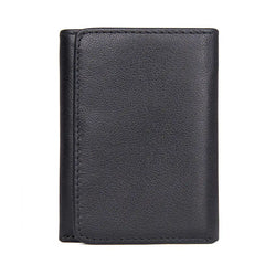 Short Trifold Leather Men Wallet with Hasp
