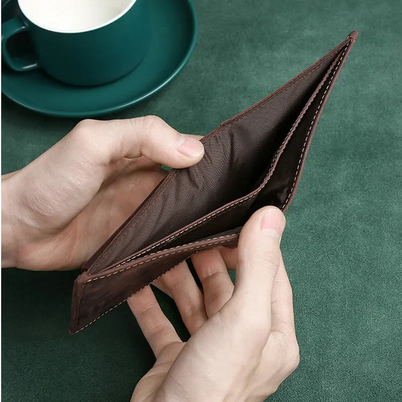 Men's Crazy Horse Leather Wallet Business Retro