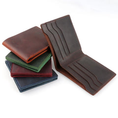 Vintage Crazy Horse Leather Wallet For Men Bifold Male Purse Slim Men Wallets