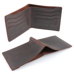 Vintage Crazy Horse Leather Wallet For Men Bifold Male Purse Slim Men Wallets