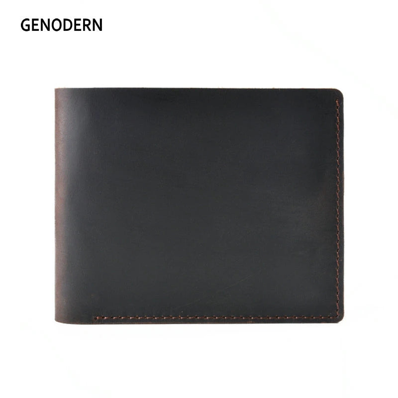 Vintage Crazy Horse Leather Wallet For Men Bifold Male Purse Slim Men Wallets