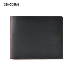 Vintage Crazy Horse Leather Wallet For Men Bifold Male Purse Slim Men Wallets