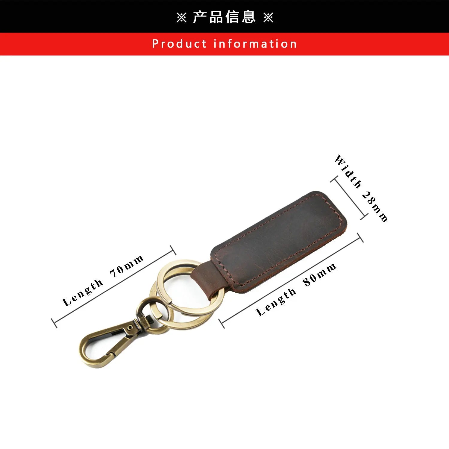 Vintage Leather Key Holder for Men Cowhide Tag Plated Bronze Hook