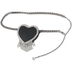 Vintage Women Waist Bag Chain Diamond Fanny Pack Round Chest Bags