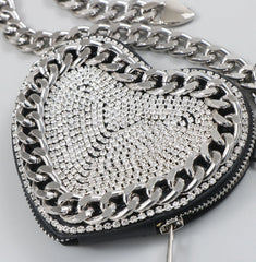 Vintage Women Waist Bag Chain Diamond Fanny Pack Round Chest Bags