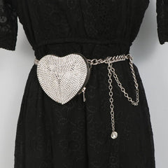 Vintage Women Waist Bag Chain Diamond Fanny Pack Round Chest Bags