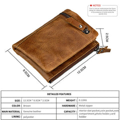 Men's Crazy Horse Skin Anti-Theft Wallet Short Wallet