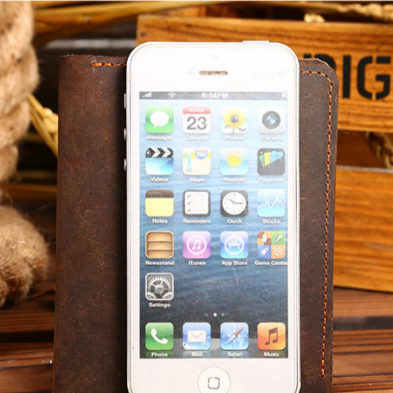 Cowhide Leather Wallet for Men Crazy Horse Leather Vintage Wallet
