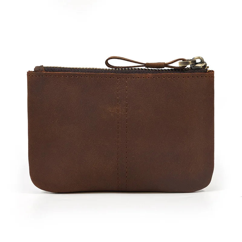Vintage Zipper Wallet Small Purse Men's Women's Leather