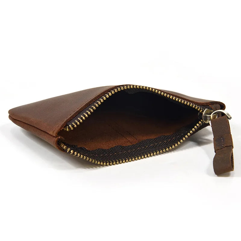 Vintage Zipper Wallet Small Purse Men's Women's Leather