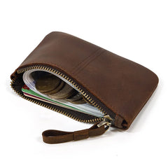 Vintage Zipper Wallet Small Purse Men's Women's Leather