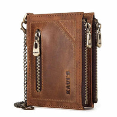Men's RFID Leather Wallet with Double Zipper