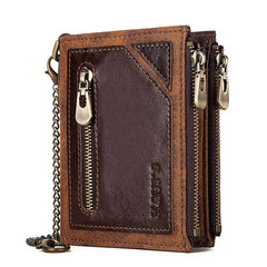 Men's RFID Leather Wallet with Double Zipper