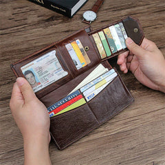 Men's Cowhide Leather Clutch Wallet Multi-card Large Capacity