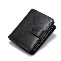 Cowhide Leather Wallet Men Zipper Coin Purse Large Capacity