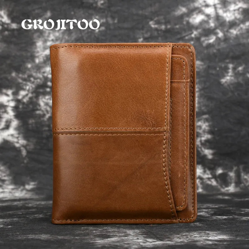 Wax Leather Men's Wallet Multi-Card Short Wallet