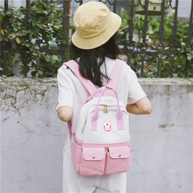 OW Anime Backpack DVA Rabbit Canvas School Bags Laptop Shoulder Travel B