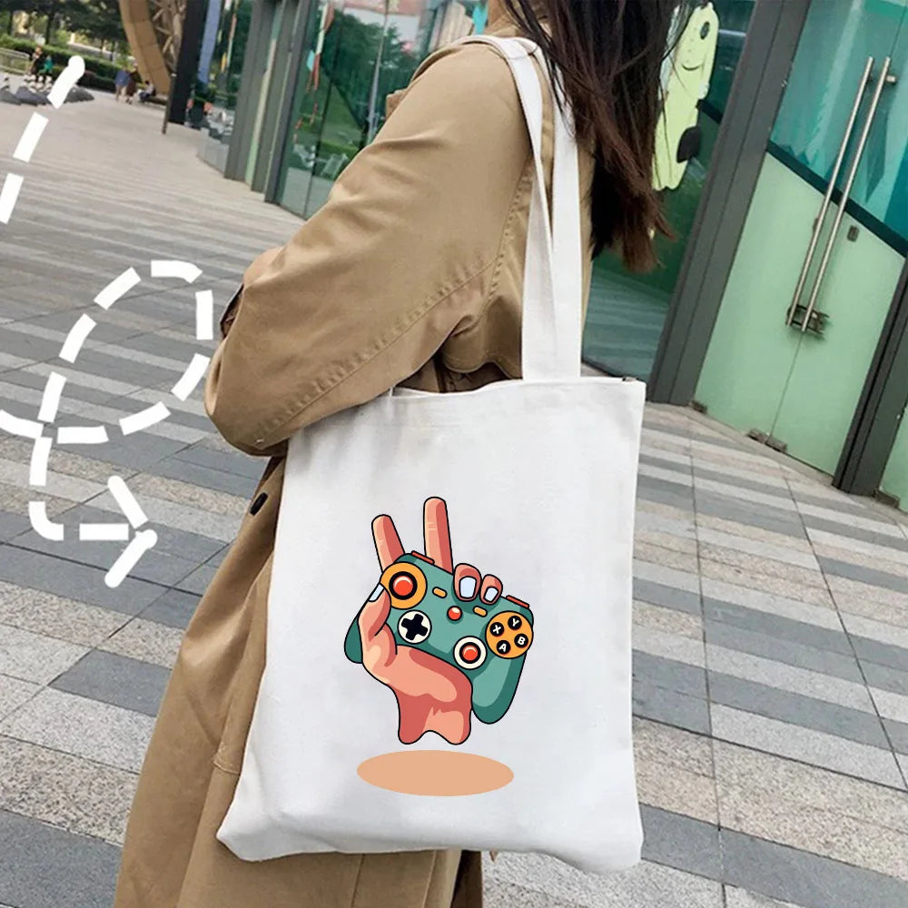 Gaming Game Handle Controller Player Video Room Women Canvas Shopper Bag