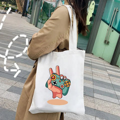 Gaming Game Handle Controller Player Video Room Women Canvas Shopper Bag