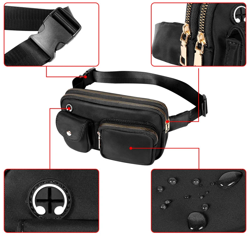 Geestock Fanny Pack for Women Double Zipper Waterproof Waist Bags