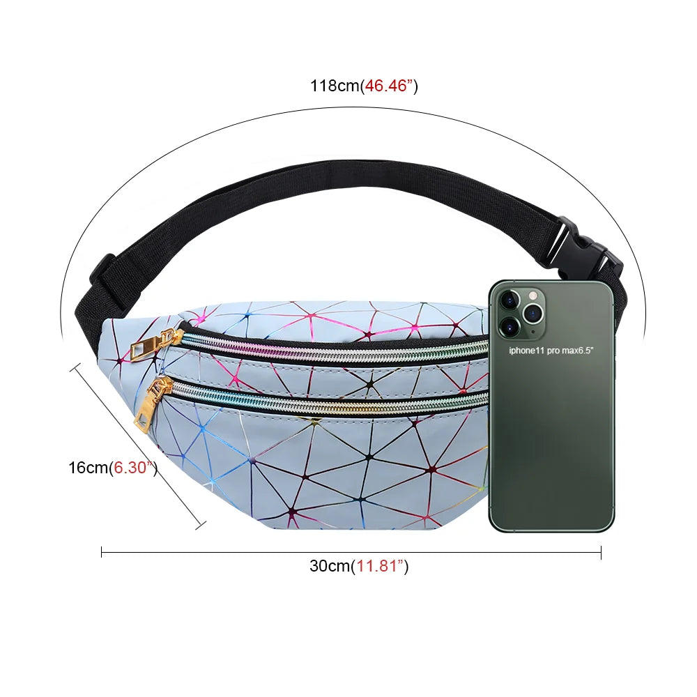 Geestock Holographic Waist Pack Bags for Women Glitter Fanny Pack