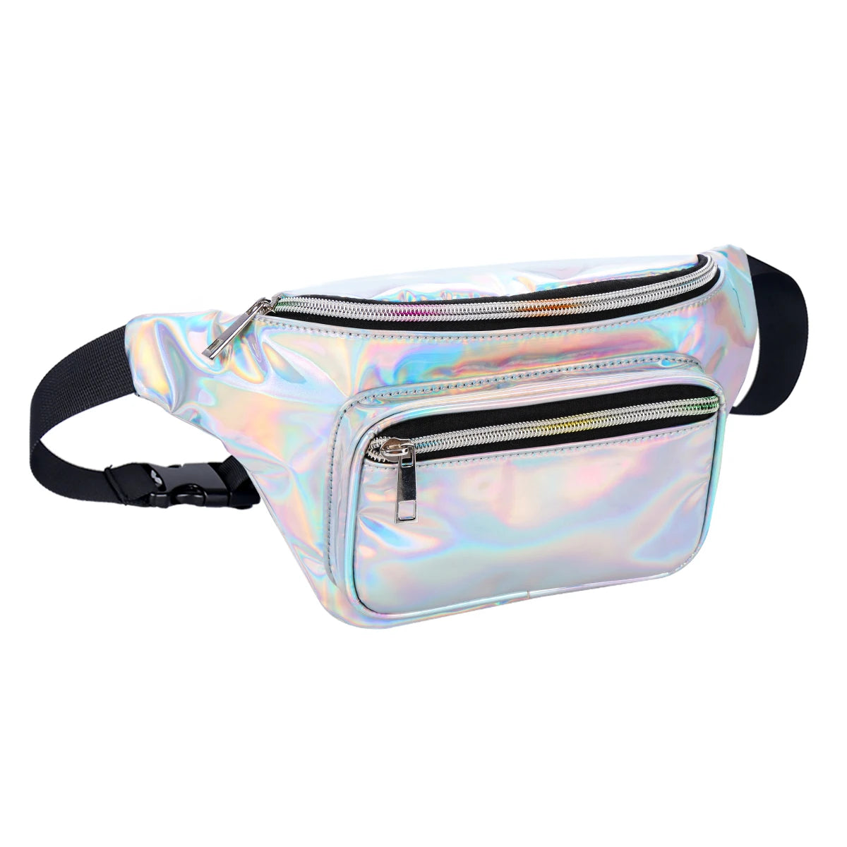 Geestock Women Waist Pack Bag Waterproof PVC Laser Holographic Fanny Pack