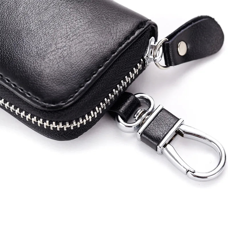 Cow Leather Key Bag Wallet 6 Key Rings