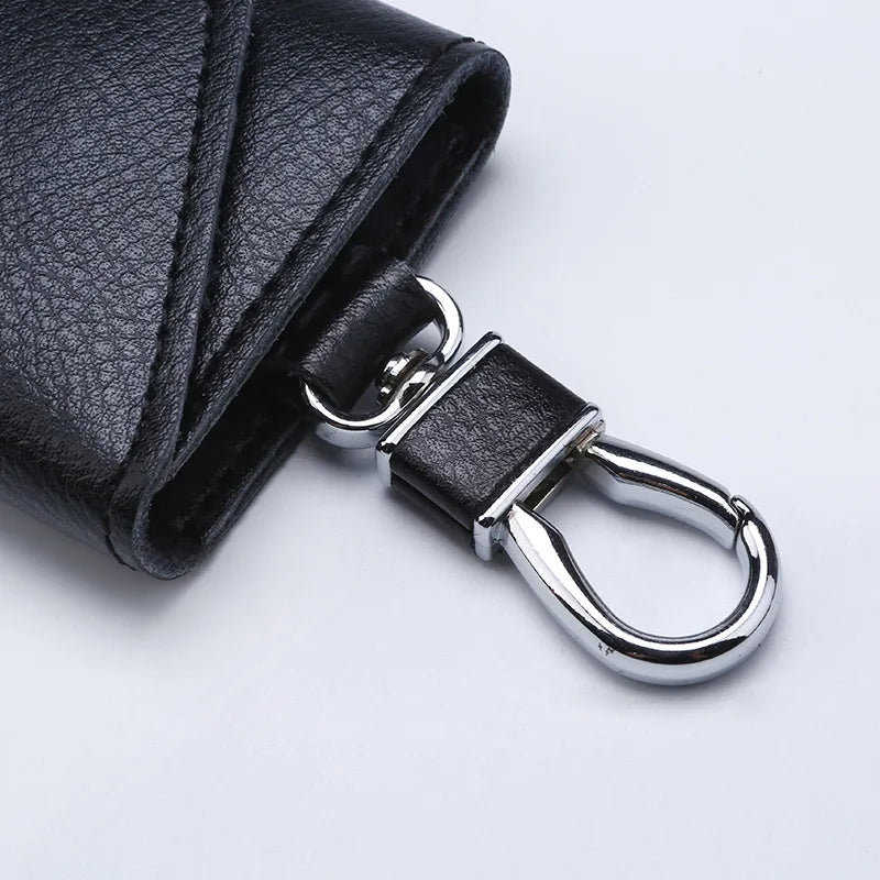 Cow Leather Key Wallets Buckle Multifunction Key Bag Holder