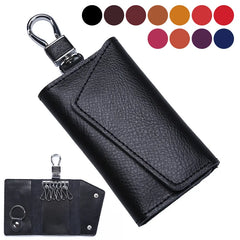 Cow Leather Key Wallets Buckle Multifunction Key Bag Holder