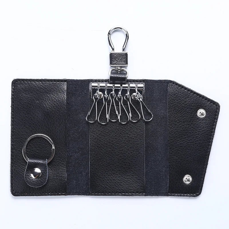 Cow Leather Key Wallets Buckle Multifunction Key Bag Holder