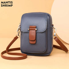 Women's Leather Multi-layer Phone Shoulder Bag