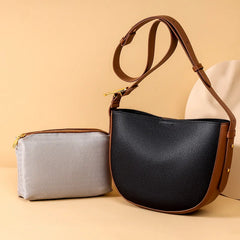 Soft Cowhide Leather Bucket Shoulder Bag for Women