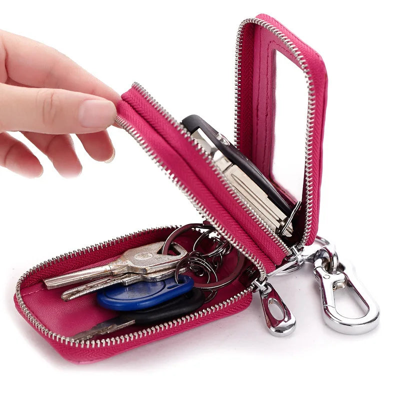 Leather Car Key Women Wallets Holder Housekeeper Ladies Keys Organizer