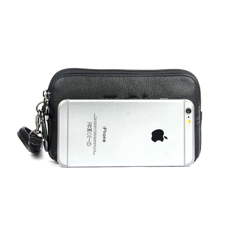 Leather Clutch Bag Men Fanny Pack Women's Handbag Wallet Belt Waist Bag