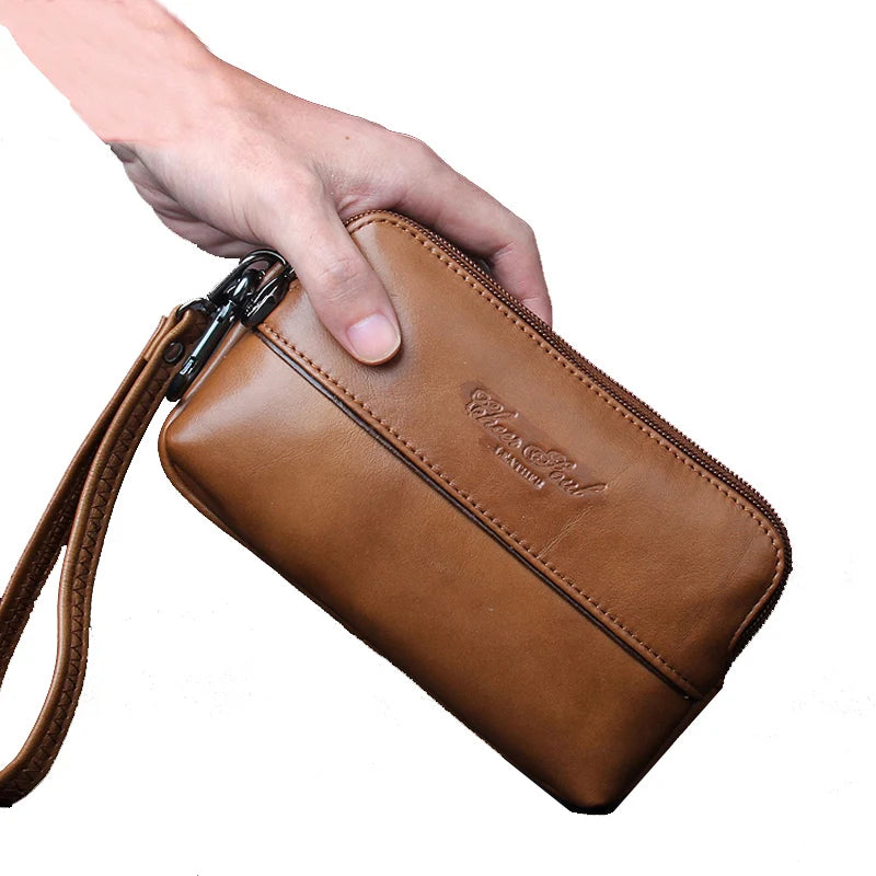Leather Clutch Bag Men Fanny Pack Women's Handbag Wallet Belt Waist Bag