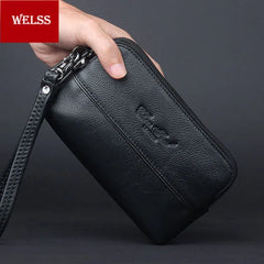 Leather Clutch Bag Men Fanny Pack Women's Handbag Wallet Belt Waist Bag