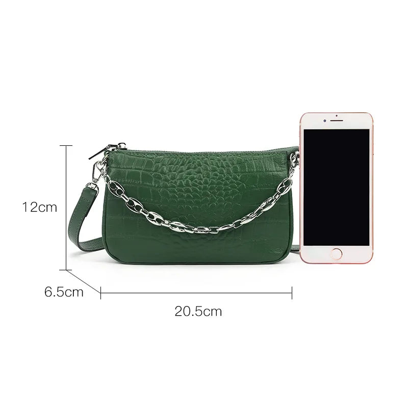 Crocodile Pattern Leather Crossbody Bag for Women