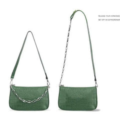 Crocodile Pattern Leather Crossbody Bag for Women