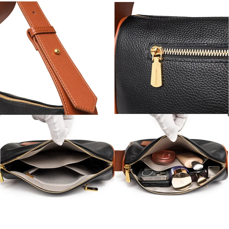 Women's Leather Shoulder Bag with Large Capacity