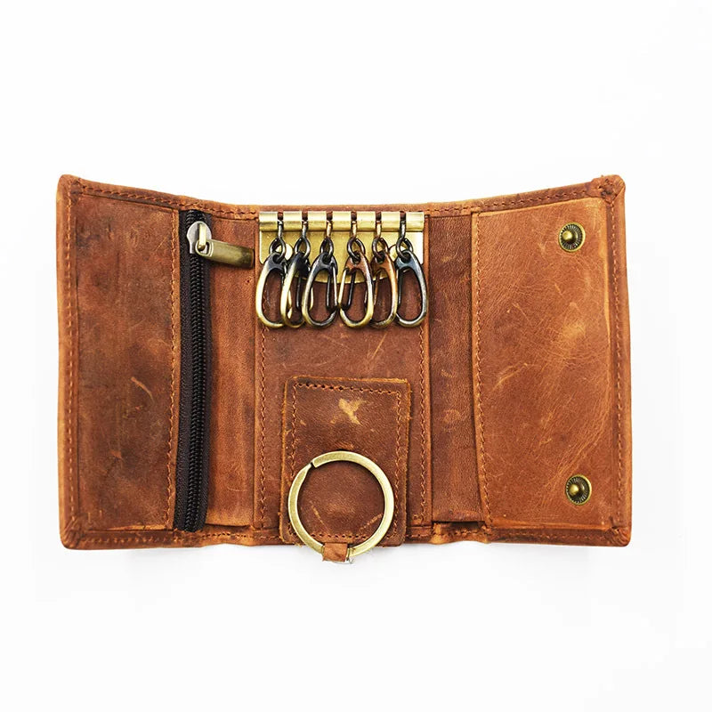 Leather Key Bag Unisex Key Purse Multifunction Organizer Wallet