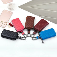 Leather Key Holder Knitting Key Wallets Men Women Organizer Zipper Key Case