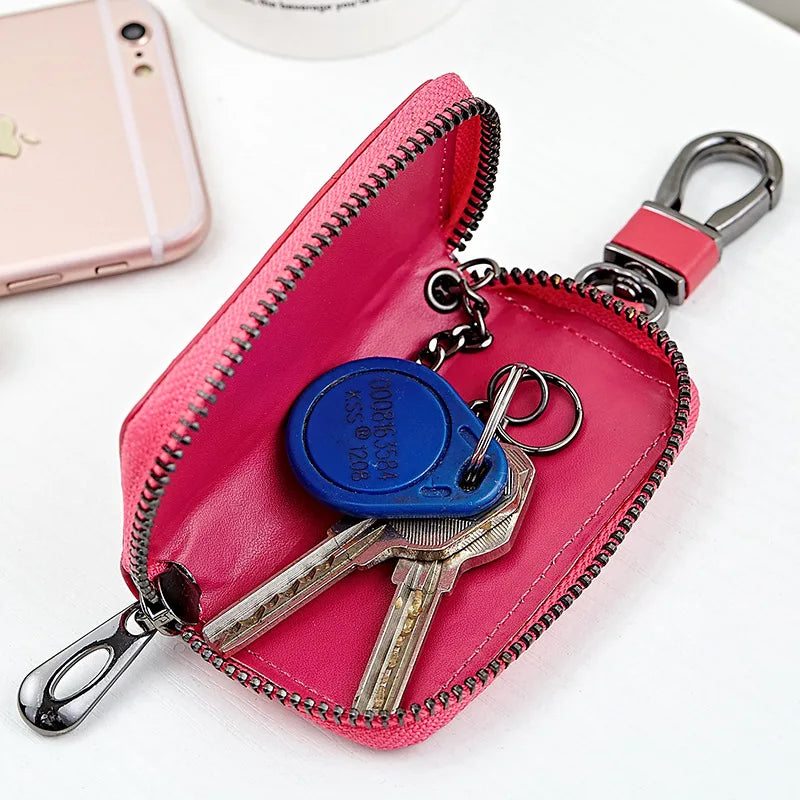 Leather Key Holder Knitting Key Wallets Men Women Organizer Zipper Key Case
