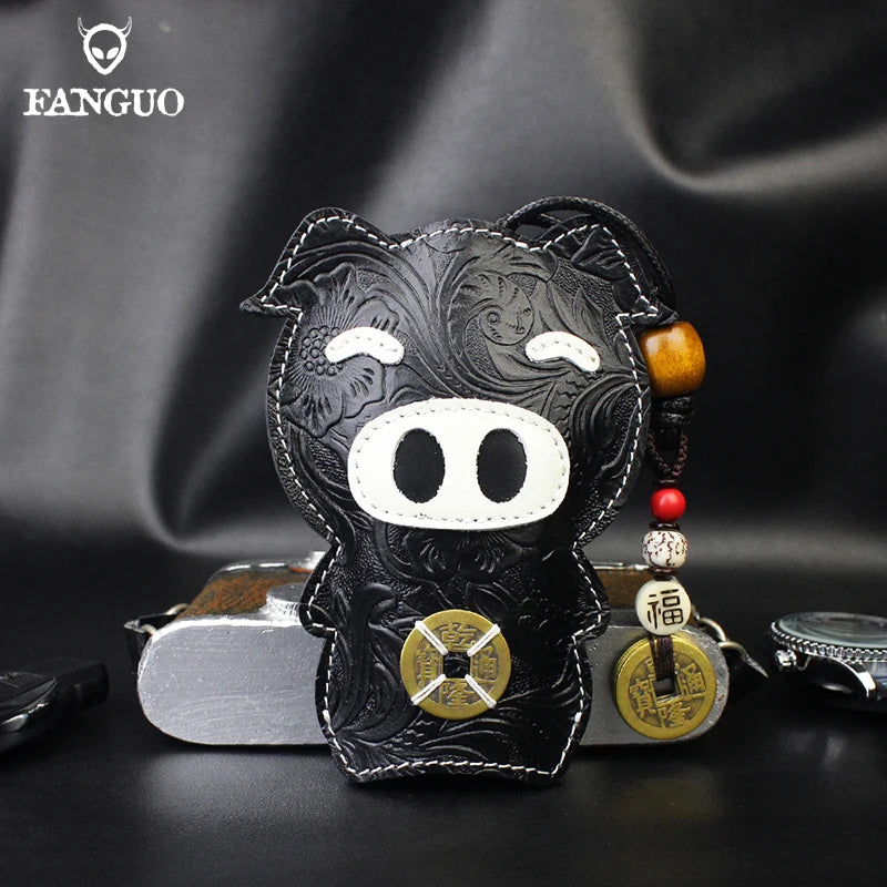 Women's Cowhide Key Wallet Smart Key Holder Pouch Housekeeper Soft Bag
