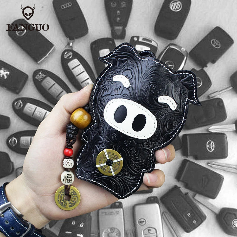 Women's Cowhide Key Wallet Smart Key Holder Pouch Housekeeper Soft Bag