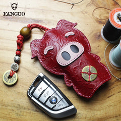Women's Cowhide Key Wallet Smart Key Holder Pouch Housekeeper Soft Bag
