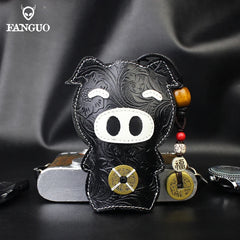 Women's Cowhide Key Wallet Smart Key Holder Pouch Housekeeper Soft Bag