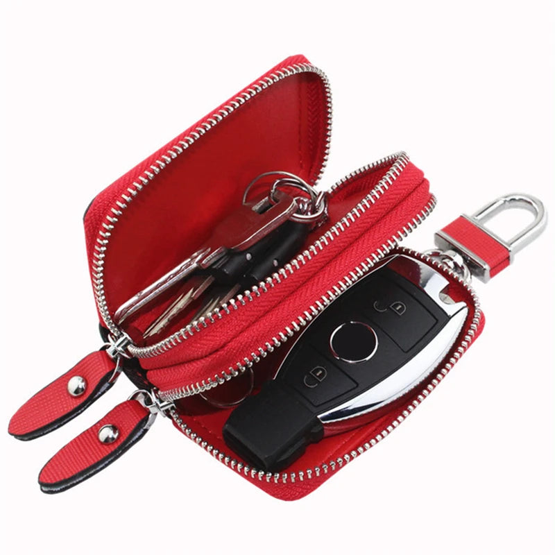 Leather Key Wallet Men & Women Car Key Bag Function Key Case Ladies Housekeeper