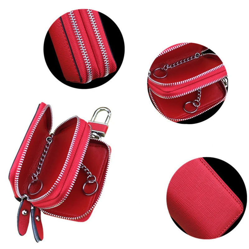 Leather Key Wallet Men & Women Car Key Bag Function Key Case Ladies Housekeeper