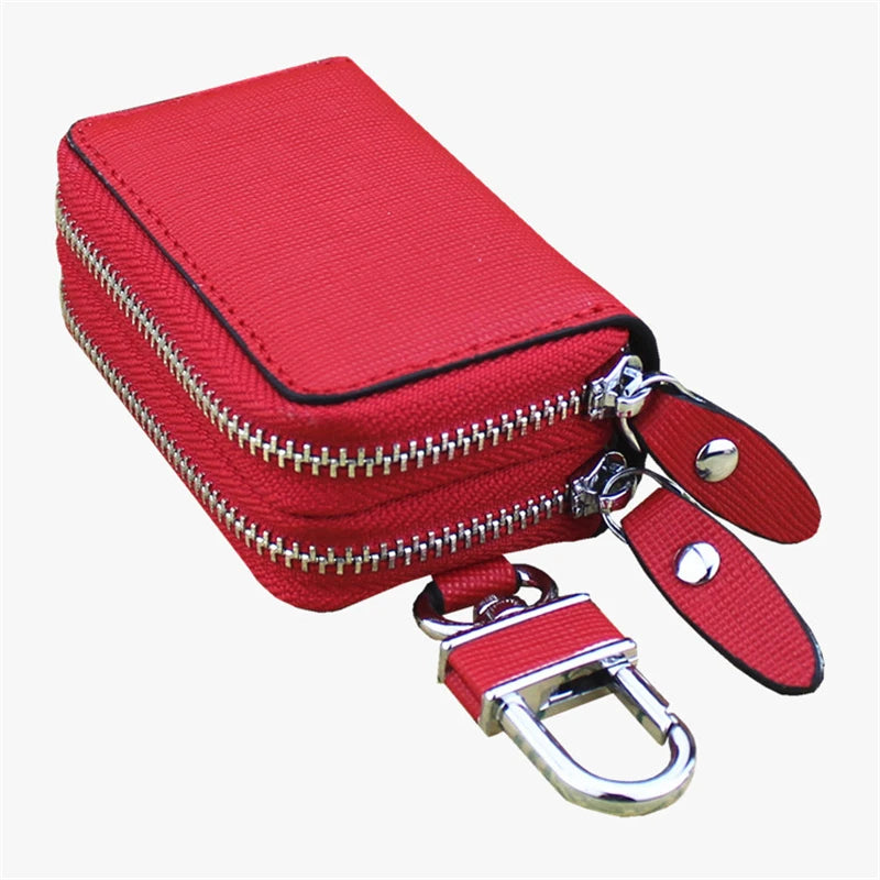Leather Key Wallet Men Women Car Key Bag Function Key Case Ladies Housekeeper